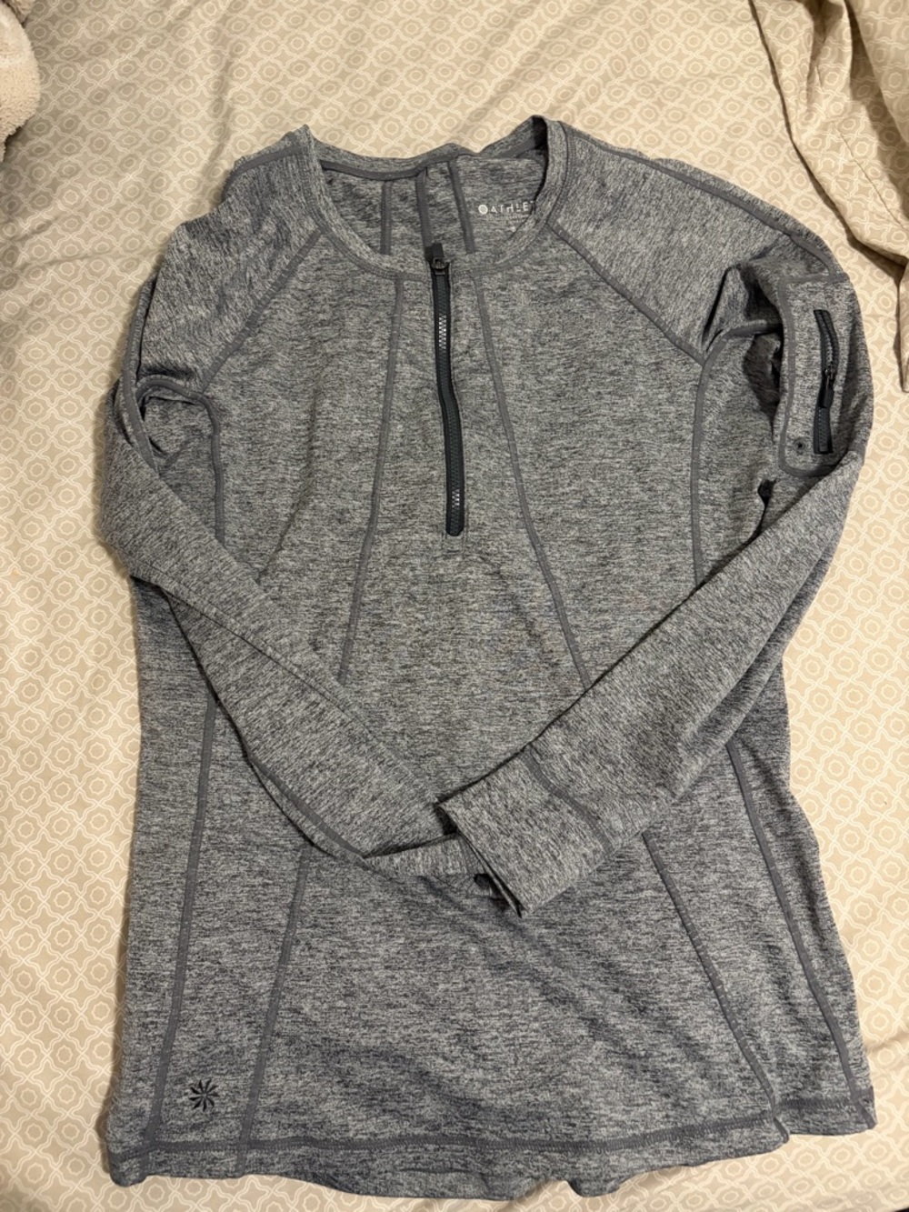 Athleta Heather Gray Women's Half-Zip Performance Sweater